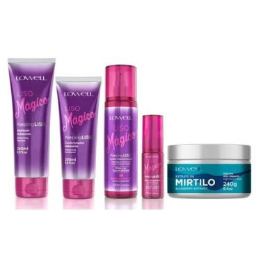 Imagem de Kit Completo Liso Mágico 4 Produtos + Máscara Extrato de Mirtilo 240g 