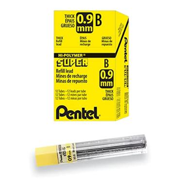 Imagem de Pentel Refil de chumbo super polímero de 0,9 mm de espessura, B, 180 peças de chumbo (50-9-B), cinza