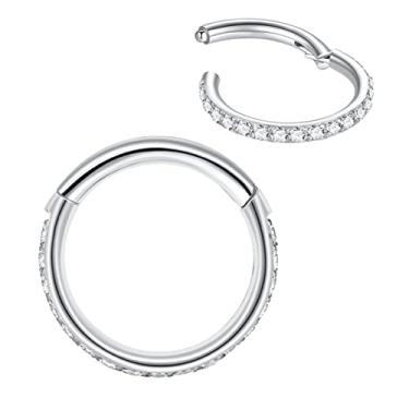 Imagem de LOVEBODYJEWELRY Piercing de nariz sem costura de aço cirúrgico 316L, argola de cartilagem prata/ouro/ouro rosa/preto 16G 18G 20G 6mm-12mm CZ Helix Rook Tragus Lobe Body Pierecing Joias Segmento Clicker Lip Rings Brincos Rook, Zircônia cúbica, zircônia, metal, aço, Zircônia cúbica