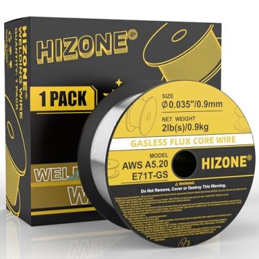 Imagem de HIZONE Fio de solda Flux Core, E71T-GS 0,89 cm-0,9 kg Fio de solda MIG com núcleo de fluxo sem gás, 1 pacote