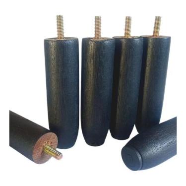 Imagem de Kit Pes Cama Box 6 Peças Pezinho Madeira Maciça 12cm Casal  Universal 