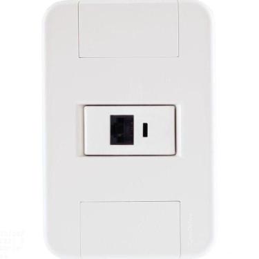 Imagem de Conjunto 4x2 Com 1 Tomada Rj45 Cat. 6 Tramontina Tablet Branco Tramont