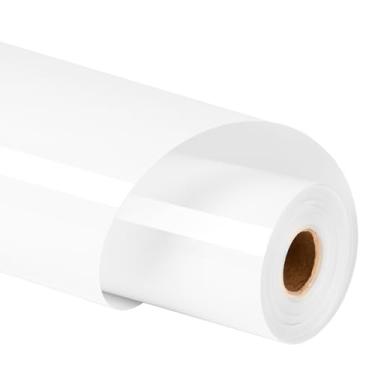 Imagem de HTVRONT Rolo de vinil branco de transferência de calor - 30,5 cm x 9 m ferro branco em vinil para camisas, vinil HTV branco fácil de usar, fácil de cortar e remover ervas daninhas para design de vinil