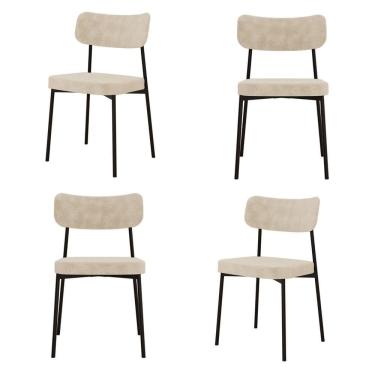 Imagem de Kit com 4 Cadeiras para Sala de Jantar Mona Yescasa Boucle Vanilla