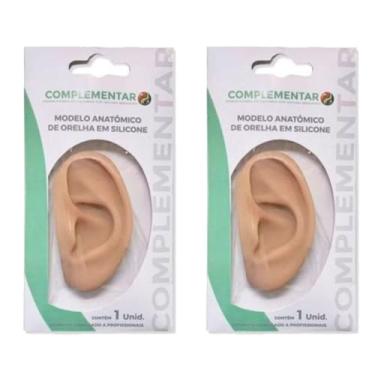 Imagem de Kit 2 Modelos de Orelhas em Silicone para Estudo Ideal para Auriculoterapia e Práticas de Acupuntura