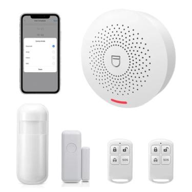 Imagem de Clouree Sistema De Segurança De Alarme Inteligente Wifi, Sistema Antirroubo Sem Fio Faça Você Mesmo, Kit De Alarme Antirroubo Residencial Com Detector De Movimento, Sensor De Porta/Janela, Compatíve