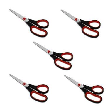 Imagem de 5 Tesoura Ponta Fina Cabo Plástico Grande 20cm - Scissors