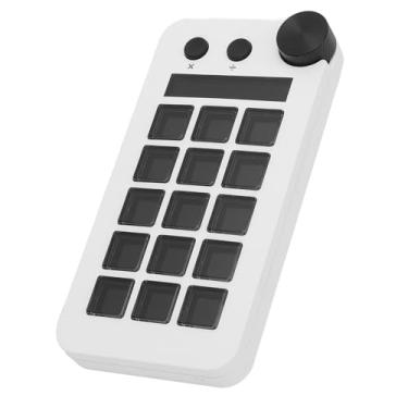 Imagem de GOWENIC Controlador de streaming, teclado tudo em um para streaming com botão, 15 teclas macro, teclado visual personalizável, ações de acionamento em software de aplicativos para PC (branco)