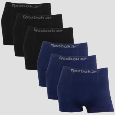 Imagem de Kit 6 Cuecas Boxer Masculina Reebok Original Lisa Premium, 3 preto, 3 