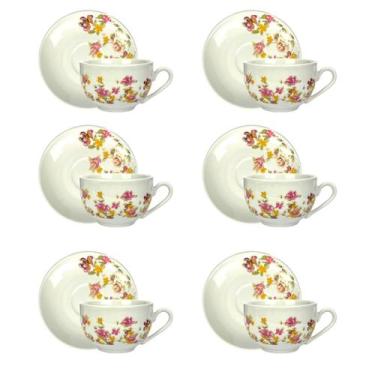 Imagem de Conjunto 6 Xícaras Le Jardin Com Pires Porcelana Chá 160ml - Haüskraft