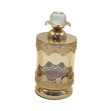 Imagem de ＫＬＫＣＭＳ Recipiente de jarra de armazenamento de vidro de luxo europeu, caixa de exibição em casa Decorativa Jar Pantry Food Snack Candy Jar para açúcar, 21cmx10.5cm