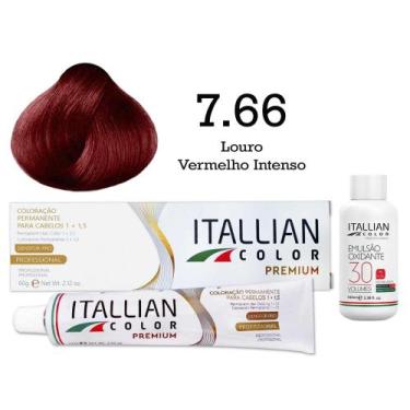 Imagem de Kit Coloração Itallian Color 7.66 Louro Vermelho Intenso + Oxi 30