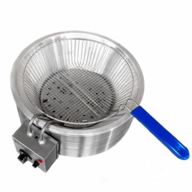 Imagem de Fritador Tacho Elétrico de Fritura Redondo Industrial Pequeno Pasteleiro Pastel com Peneira/Cesto 3 Litros Inox Profissional 220v Sebem