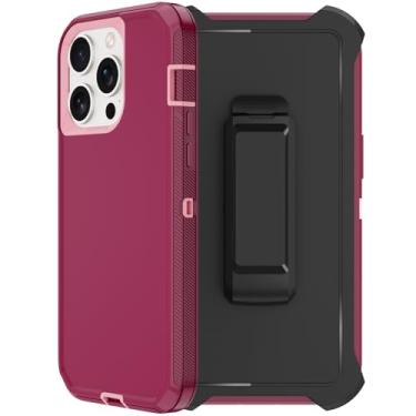 Imagem de RubCase Capa para iPhone 15 Pro Max com protetor de tela x2, coldre com clipe de cinto, resistente, grau militar, à prova de choque, à prova de poeira, capa protetora robusta para Apple iPhone 15 Pro