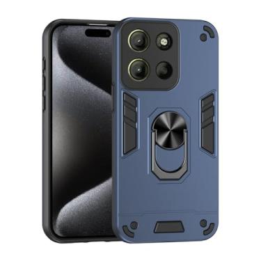Imagem de Pzwoxukhov Capa compatível com Motorola Moto G15 4G, compatível com Motorola Moto G15 4G Suporte magnético para carro à prova de choque e antiqueda, capa azul