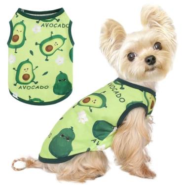 Imagem de Camiseta de cachorro colete roupas para cães pequenos meninos meninas camisetas elásticas de verão para filhotes de cachorro macio, respirável e leve (abacate, grande)