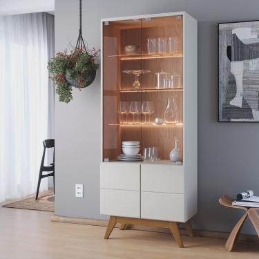 Imagem de Cristaleira 2 Portas de Vidro Noronha com Led