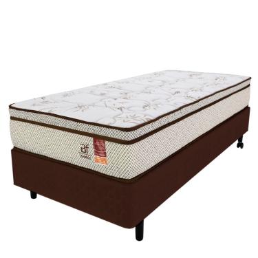 Imagem de Cama Box Solteirão Colchão Molas Ensacadas + Box Microfibra Marrom Bf Colchões 97x203x57cm