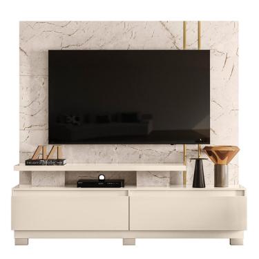 Imagem de Estante Home Theater New Apolo para TV até 75 com Pés - Madetec Calacata/Off White