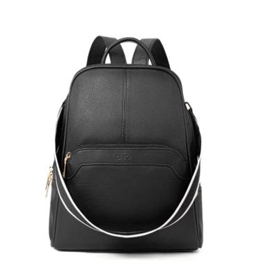 Imagem de Mochila de couro cluci para mulheres preta, pequena viagem