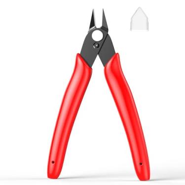 Imagem de BOENFU Cortadores de fio micro cortador de fio com zíper, 1 peça, cortador de fio de precisão de 12,7 cm, cortador de passatempo, alicate de corte lateral pequeno para fazer joias, eletrônicos, vermelho