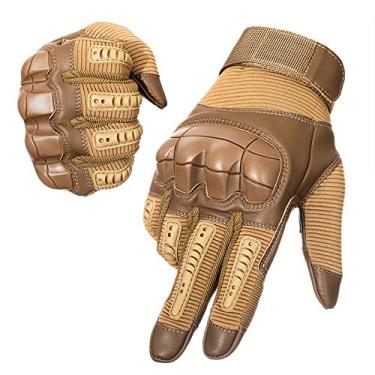 Imagem de YUNLONG Luvas táticas, tela sensível ao toque, motocicleta, dedo inteiro, ciclismo, motocicleta, quadriciclo, caça, caminhada, escalada, operação, trabalho, esportes (marrom, grande)