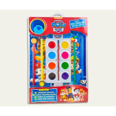 Imagem de Patrulha Canina Kit de Artes Infantil - 8 Páginas, Aquarela 8 Cores, 4 Lápis e Chaveiro