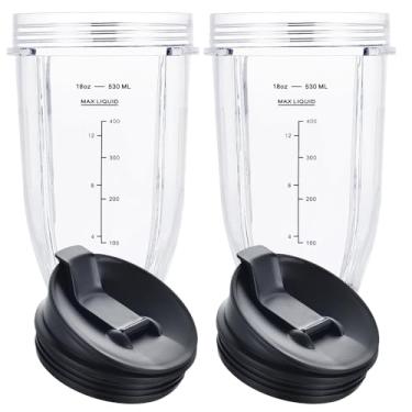 Imagem de Copos de liquidificador 532 ml com tampas de vedação compatíveis com liquidificador Nutri Ninja de 900 W e 1000 W Série iQ Auto (pacote com 2)