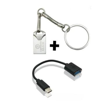 Imagem de Pen drive Chaveiro Mini 16Gb + Cabo Transferência Para smartphones Par