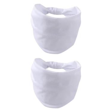 Imagem de kowaku 2x bandana de banda de cabeça ao ar livre Bandanas laváveis ​​faixas de cabelo enroladas na faixa de moletom para escalar o softball futebol de, Branco