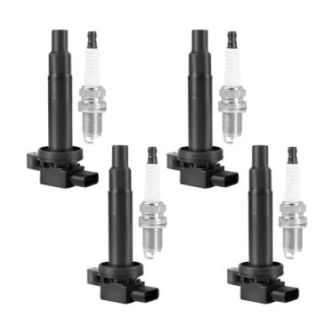 Imagem de ITOM Pacote De Bobinas Ignição E Velas Uf316 Compatíveis Com Toyota Echo 2000-2005, Prius 2001-2009, Yaris 2006-2014, Para Scion Xb 2004-2006 L4 1.5L Dohc, Pacotes Gás, Substituição 90080-19021 Conj