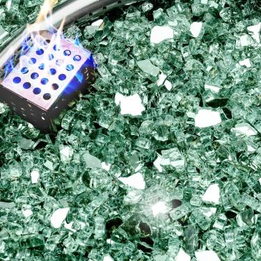 Imagem de NUPICK Vidro de fogo de 2,3 kg, vidro refletivo de 1/4 polegada, pedra de vidro de fogueira temperado para propano ou gás natural, pedras de vidro para mesa de fogueira, vidro de lareira para