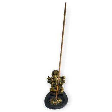 Imagem de Incensário Mini Oval Ganesh Livro Dourado 5 cm em resina 47-221 - Lua 