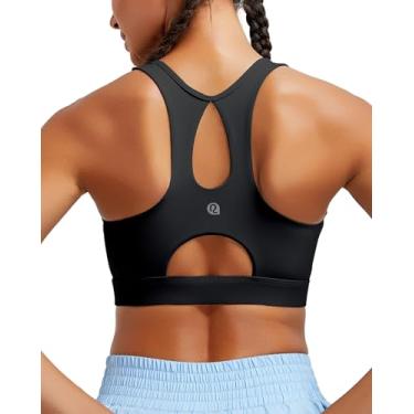 Imagem de RUNNING GIRL Sutiã esportivo feminino de alto suporte, bojo moldado com costas nadadoras, sutiã esportivo para ioga, bojo B-D, Preto, XGG
