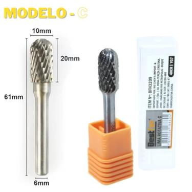 Imagem de Lima Rotativa 6mm Tungstênio Fresa Metal Duro (Cilindrica Topo Esférico)