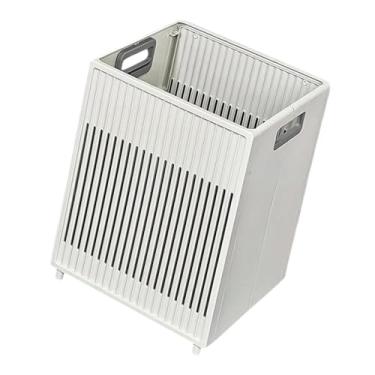 Imagem de Yajuyi Organizador de armazenamento de cesta de lavanderia Organizador de brinquedos portáteis cesta de roupas sujas com alças para o dormitório interno do, Cinzento/Branco