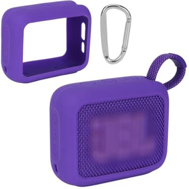 Imagem de Lebakort Capa de silicone compatível com alto-falante sem fio Bluetooth portátil JBL GO 4 (capa roxa)
