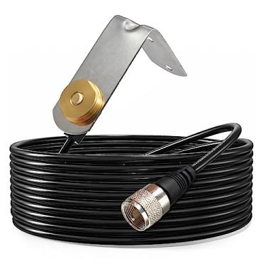 Imagem de UAYESOK NMO Suporte para antena de tronco NMO Cabo NMO de 3/20.3 cm a 3/10.2 cm com suporte L e cabo coaxial RG-58 PL259 para rádio de veículo móvel VHF/UHF/CB antena NMO