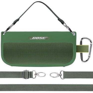 Imagem de Lebakort Capa de silicone compatível com alto-falante Bose SoundLink Flex Bluetooth sem fio portátil (capa verde cipreste)
