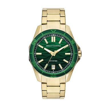Imagem de Relógio masculino Armani Exchange com três ponteiros e pulseira de aço inoxidável dourado (modelo: AX1951), Dourado