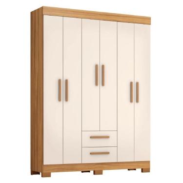 Imagem de Guarda Roupas Casal 6 Portas 2 Gavetas Libano Madeirado / Off White Notável