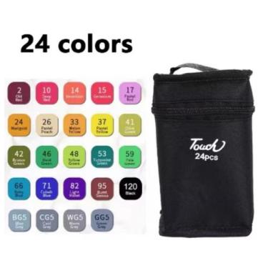 Imagem de Kit caneta marcador touch para colorir com 24 cores ponta dupla