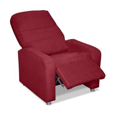 Imagem de Poltrona Do Papai Reclinável Confortável Suede Vermelho Sistema Reclin