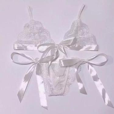 Imagem de Conjunto Sutiã e Calcinha de Renda Transparente ElaShopp, Branco