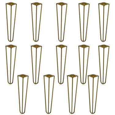 Imagem de Kit 14 Pés De Metal 30 Cm Mesa De Canto Rack E Puffs Dourado