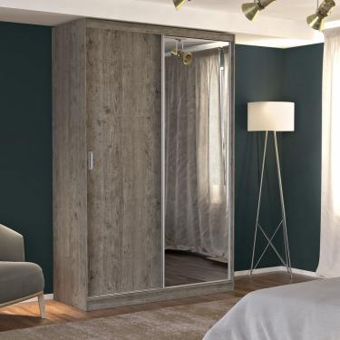 Imagem de Guarda Roupa Solteiro 1 Espelho 2 Portas De Correr 2 Gavetas Mdf Mm771E1 Espresso Móveis Demolição