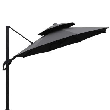 Imagem de Ombrelone Lateral Belize Rivatti 300 Cm Em Aluminio Com Base Cruz Capa Poliéster Grafite