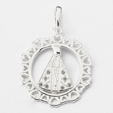 Imagem de Pingente Nossa Senhora Aparecida Prata 925 Com Zircônias - Cristal