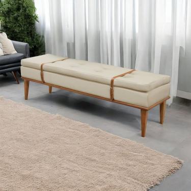 Imagem de Recamier Luxo Madeira Maciça Londres Bege Claro