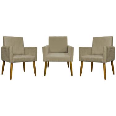 Imagem de Kit 3 Poltronas Decorativas Confortáveis Mari - Nude Suede